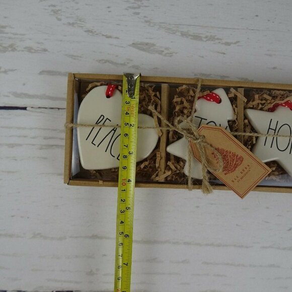 New Rae Dunn 3-PC Christmas Ornaments Ceramic Peace Joy Hope Tree Heart Star Set - Picture 11 of 11